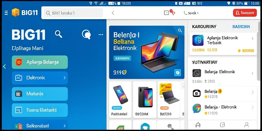 Antarmuka menarik dari aplikasi BIG11 untuk belanja elektronik.