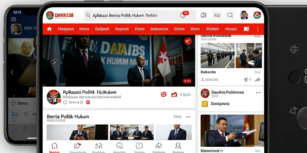 Tampilan antarmuka aplikasi DAYA138 dengan berita politik dan hukum.