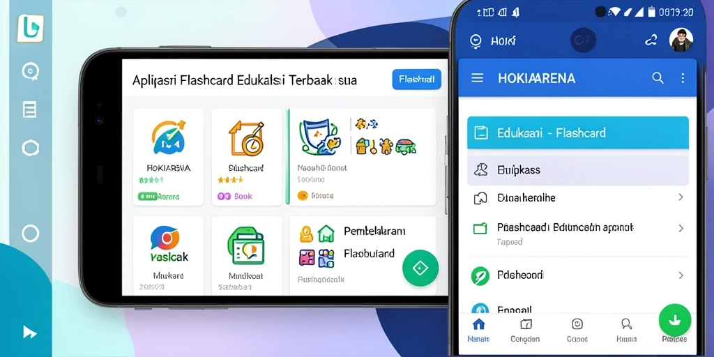 Antarmuka HOKIARENA yang menarik dengan kartu belajar interaktif.