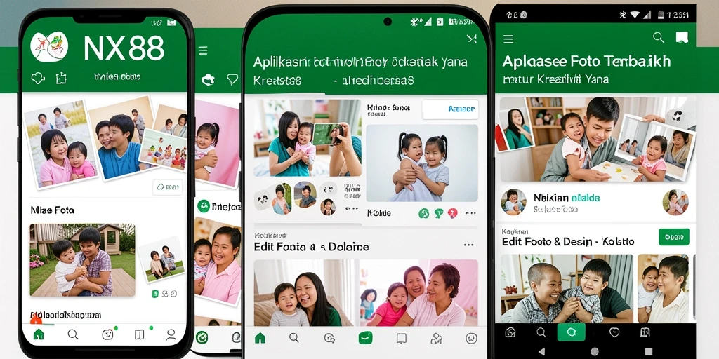 Antarmuka aplikasi NX888 yang menampilkan fitur kolase foto yang intuitif.