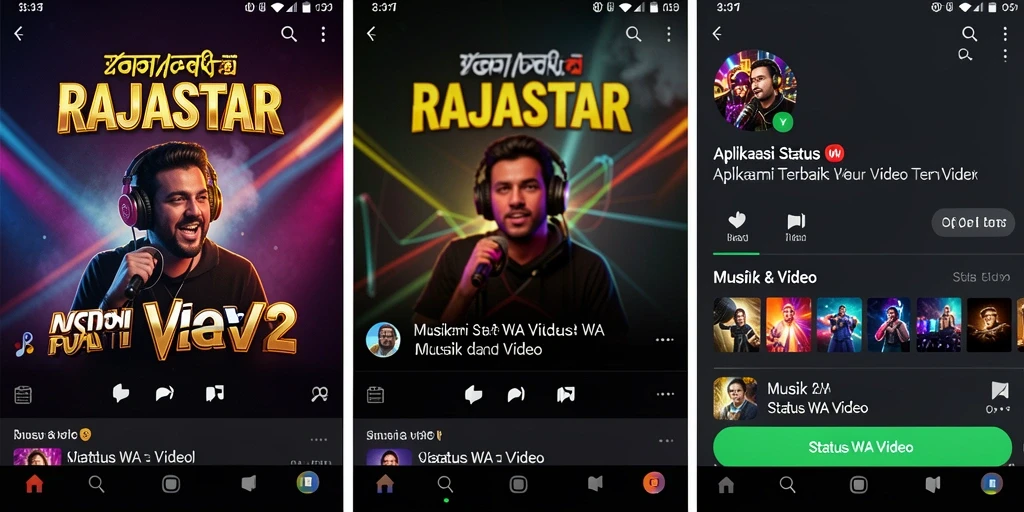 Tampilan antarmuka aplikasi RAJASTAR untuk Status WA Video