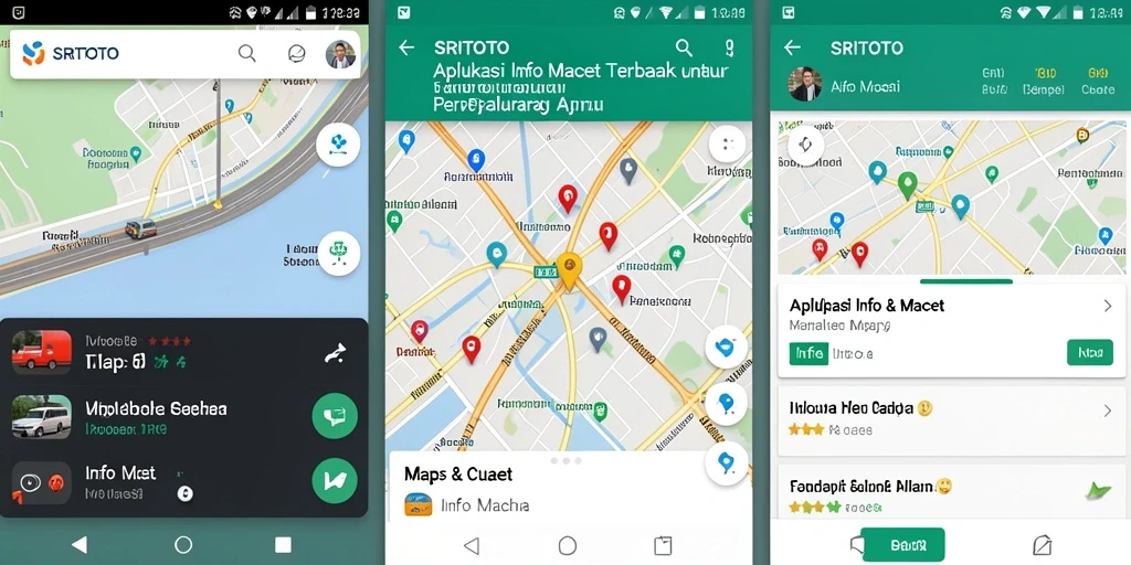 Tampilan antarmuka SRITOTO menampilkan kondisi lalu lintas dan rute yang disarankan.