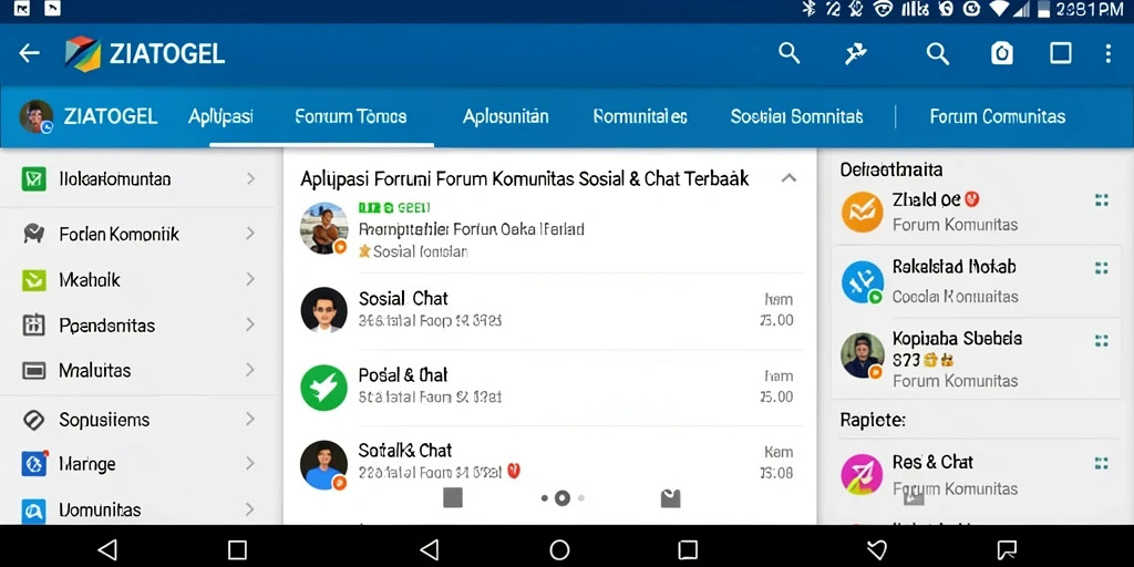 Tampilan antarmuka ZIATOGEL dengan fungsi komunitas yang interaktif.